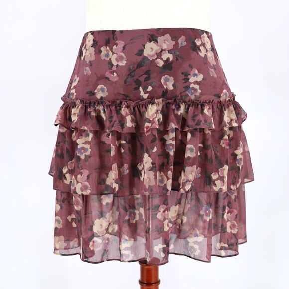 Ralph Lauren Women Purple Georgette Boho Ruffle Tiered A-line Skirt Plus Size 18 - Picture 3 of 5